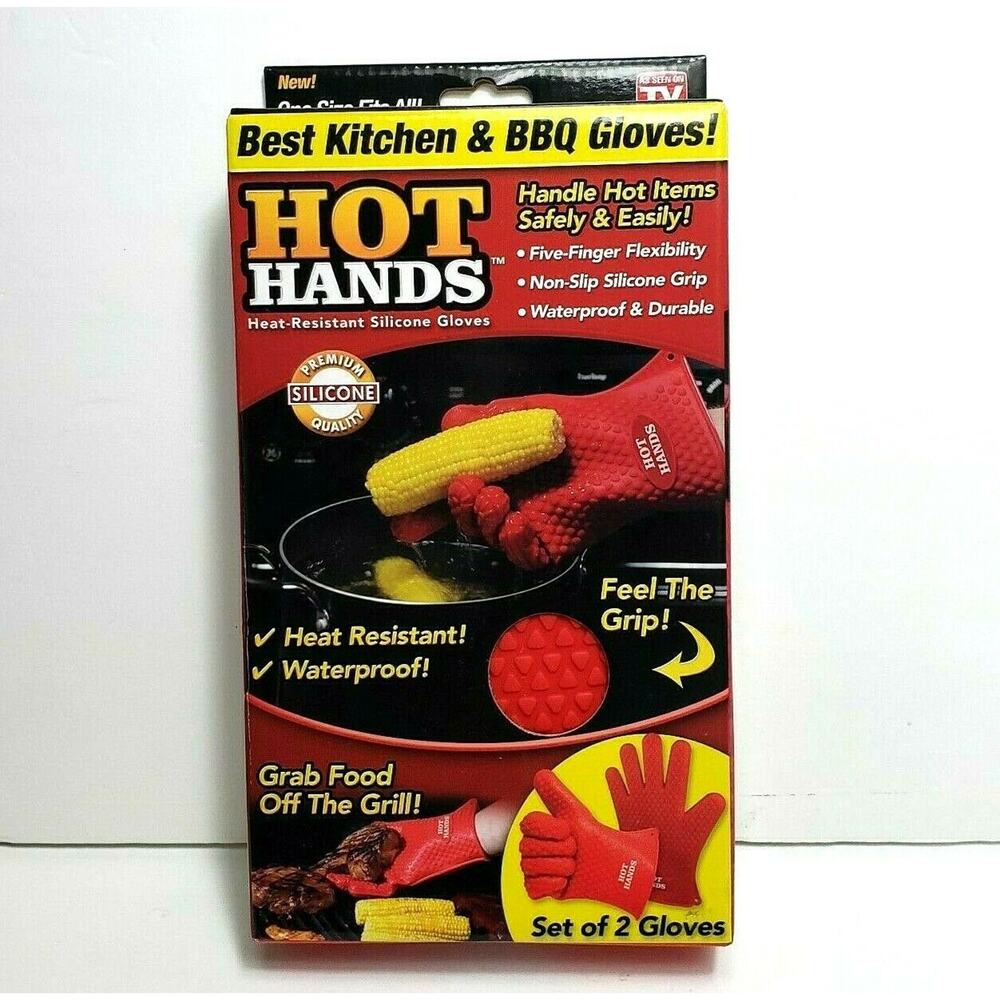 Hot Hands Heat Resistant Silicone Gloves BBQ Kitchen Cooking Grilling Mitts New